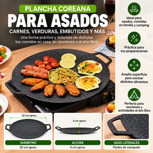 Plancha Coreana para Asados - Cocina Carnes, Verduras y Más