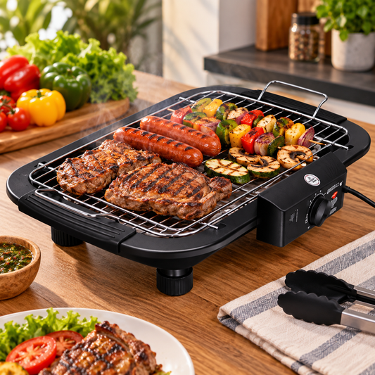 Parrilla Eléctrica Antiadherente para Asados - 6 Niveles de Potencia