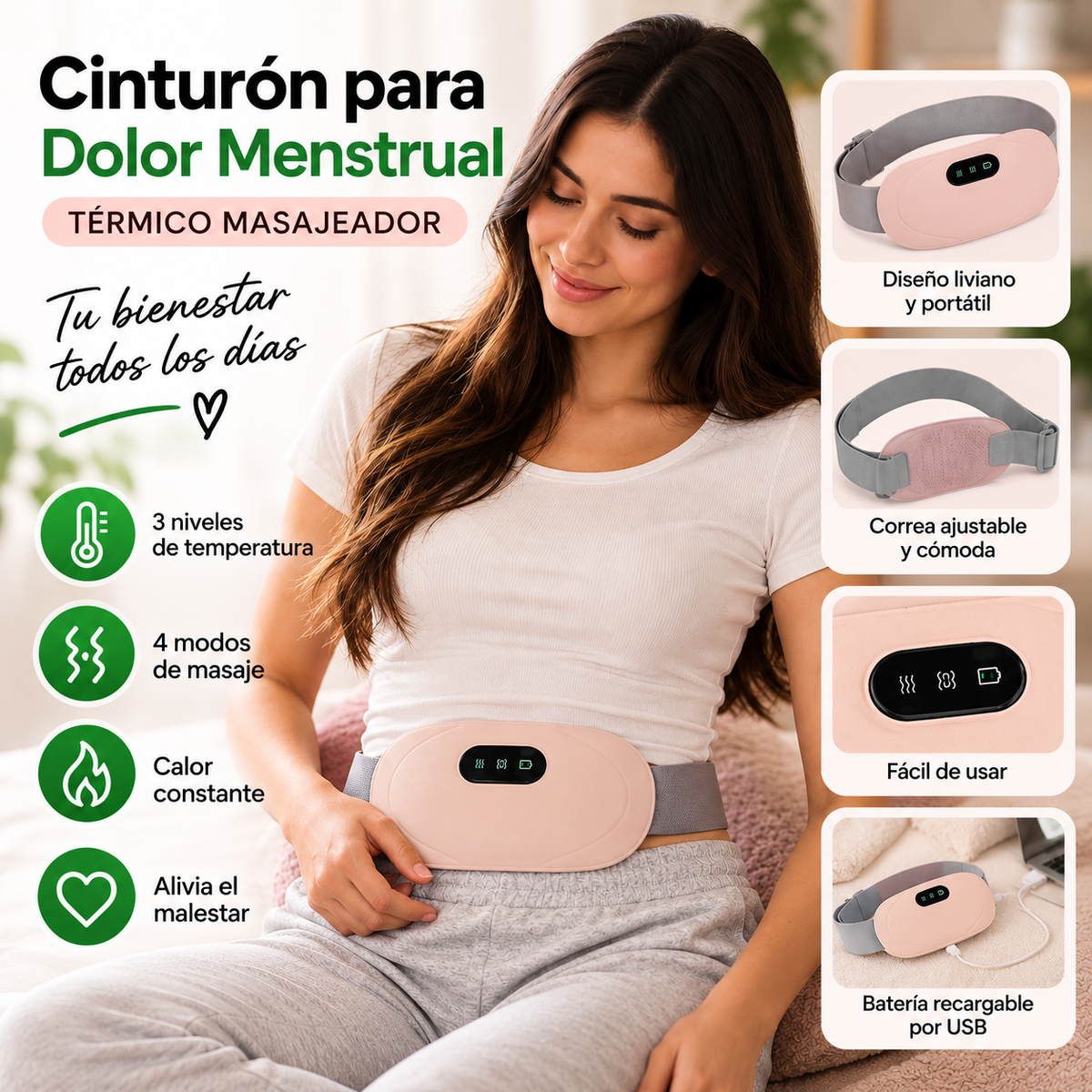 Cinturón Térmico Menstrual con Masaje y Calor
