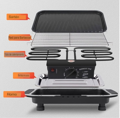 Parrilla Eléctrica Antiadherente para Asados - 6 Niveles de Potencia
